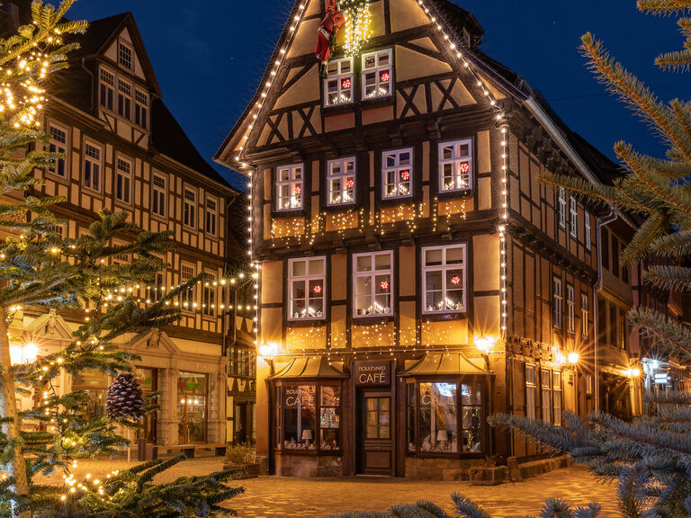 Fachwerkhaus Fachwerkhaus beleuchtet